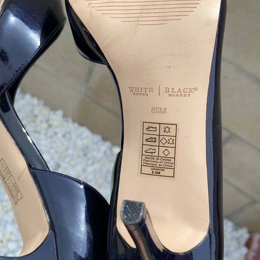 White House Black Market Black Patent Leather D’Orsay Pumps Heels SZ 8.5 NEW - Picture 8 of 12